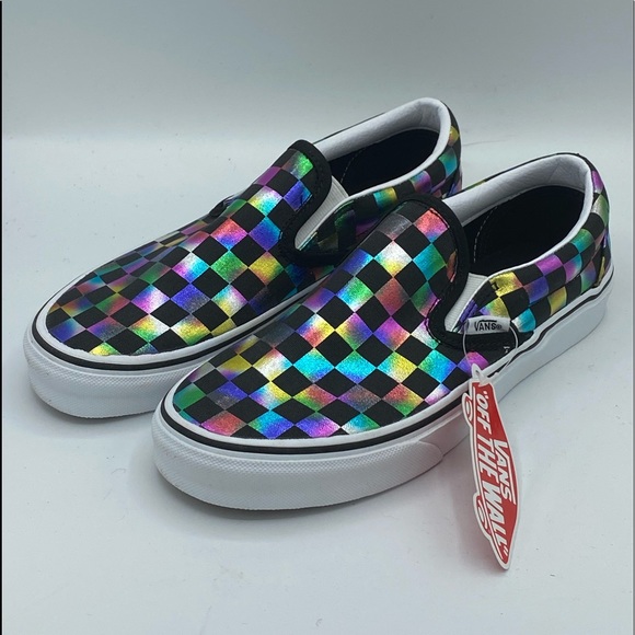 iridescent checkered vans